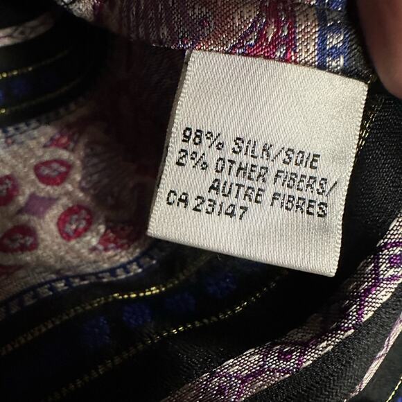 Talbots Silk Blazer Paisley Jacket Button Up Party Classic Evening Purple Size 6 - Picture 7 of 7